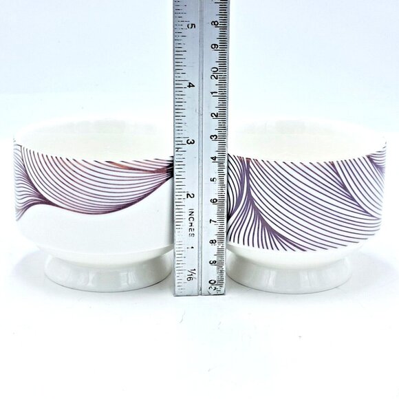 Davids Tea Geometric Wave Design Set of 2 Mugs Stackable Purple Waves Stemmed - Picture 6 of 6